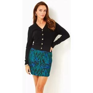 Lilly Pulitzer Redmond Mini Skirt in Multi Blue Green Metallic Jacquard Womens 8